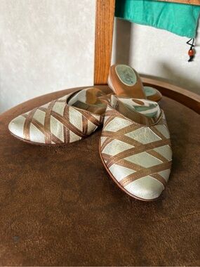 Metallic Silver and Bronze Slip-On Women’s Mules